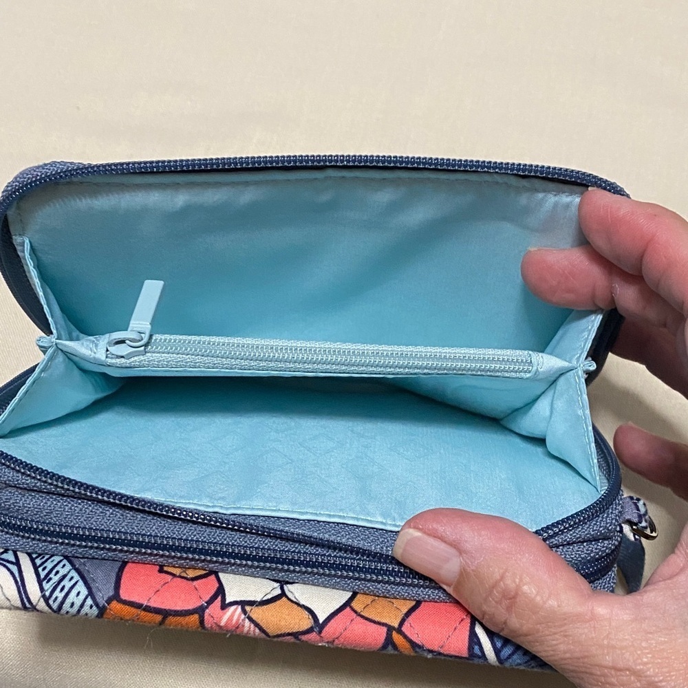 Vera Bradley Tropical Evening Quilted Gray and Orange Floral RFID Wallet - Picture 6 of 11